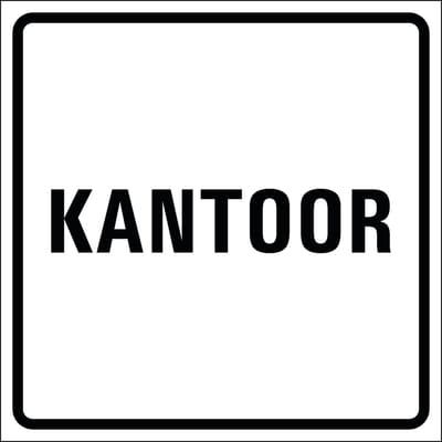 Kantoor sticker, wit zwart 100 x 100 mm