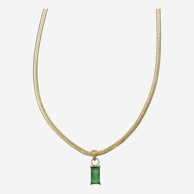 Essenza Small Green Stone Necklace Gold