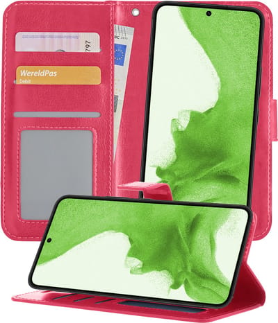 Hoesje 2 in 1 - Geschikt voor Samsung Galaxy S22 Plus - Met Uitneembare Hard Cover - Bookcase - Wallet Case - Met Pasjeshouder - Book Case - Uitneembaar - Pashouder - Kunstleer - Donkerroze