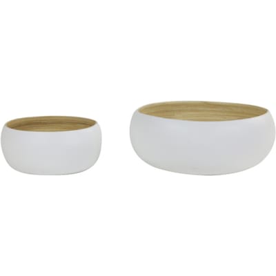 Light&living Schaal deco S/2 Ø20x9,5+Ø29x12,5 cm OTURE mat wit+naturel