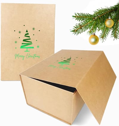 Cadeaudoos Kerstmis 10 stuks | Geschenkdoos met Deksel en Magneetsluiting | Luxe Kerstverpakking Groen (31x22x15 cm)