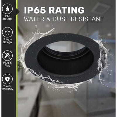 HOFTRONIC Set van 6 Rio - LED Inbouwspots - Armatuur - Diameter 85mm - GU10 Fitting incl. lamphouder - IP65 voor badkamer en buiten - Rond - Zwart