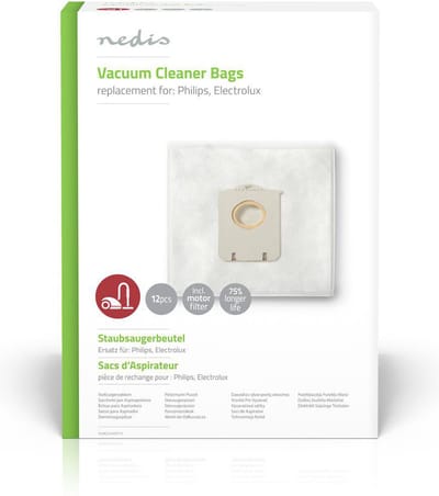 Nedis Stofzuigerzak - 12 Stuks - Synthetisch - Meest verkocht voor: Philips / Electrolux - Wit