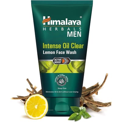 Himalaya Men Intense Oil Clear Citroen Gezichtswas 100ml Verpakking Zeepvrije Kruidenreiniger voor Vette Huid