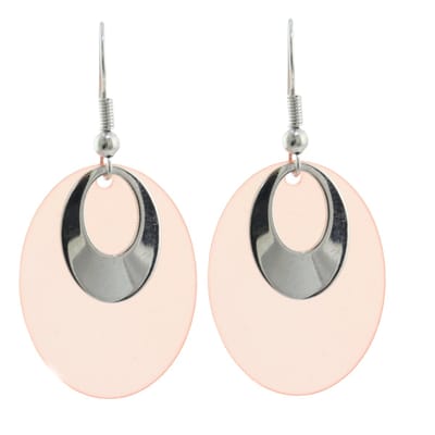 Behave - Oorbelhangers dames - Zilverkleur oranje ovaal - Retro stijl 4,5cm