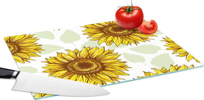 Glazen Snijplank - 39x28 - Zonnebloem - Patronen - Bloemen - Snijplanken Glas