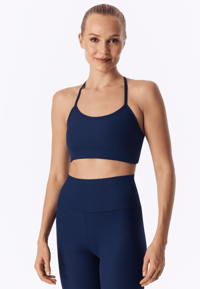 Bustier met fijne rib en uitneembare pads, kleur admiraalblauw - SCHIESSER Active XS