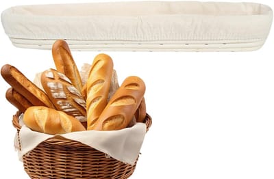 Deegmanden Rotan - Rijsmanden Brood - Broodbakken Thuis - Natuurlijk Materiaal - 43 cm Lengte - Natuurlijk