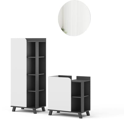 Vicco Badkamermeubelset Karen, Antraciet/Wit, 3-delig