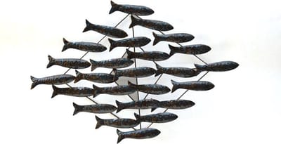 wandornament - vissen - 60 x 42 cm - fairtrade uit Indonesië