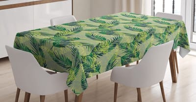 ABAKUHAUS Palmblad tafelkleed, regenwoudbladeren, vlekafwerend Easy Care wasbare print met heldere kleuren zonder vervaging, 140 x 170 cm, groen appelgroen