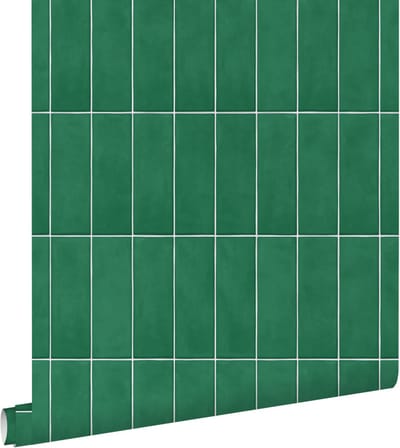 ESTAhome behang tegelmotief donkergroen - 50 x 900 cm - 131534