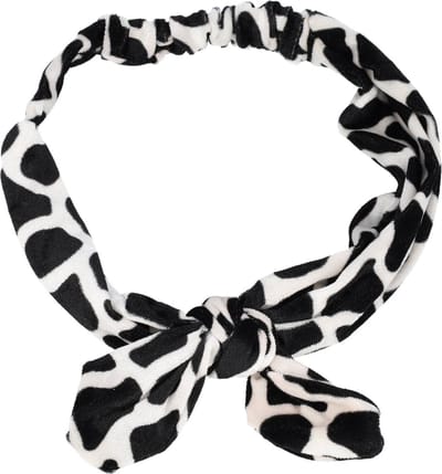 Haarsoires Haarband Knoop 6cm – Strikje met IJzerdraad – Dierenprint – Velvet Stof – Zwart Wit
