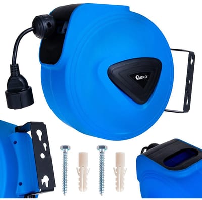 GEKO Automatische haspel verlengkabel - 15m + 1.5m - Wandmontage - Flexibel en duurzaam