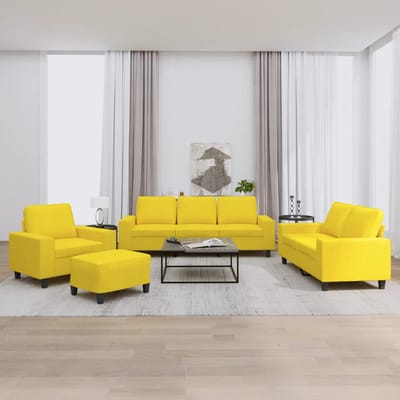 vidaXL - 4-delige - Loungeset - stof - lichtgeel