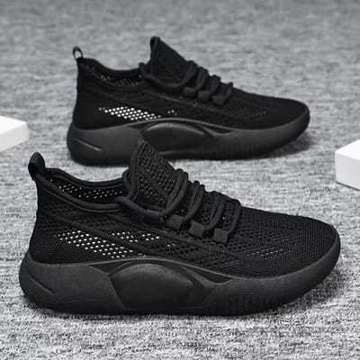 Zomer Damesmode Casual Platte Schoenen Outdoor Ademende Sportsneakers Mesh Tennisschoenen Plus Size Hardloopschoenen 36 zwart