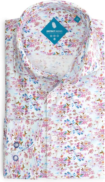 District Indigo Performance Overhemd Print Pink (7.31.025.730 - 388)