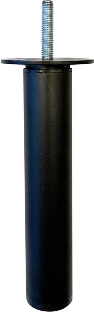 Stalen meubelpoot zwart rond ø 3 cm en hoogte 17,5 cm (M8) - Set van 4 stuks