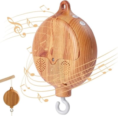 Schattige Muziekdoos voor Baby's met Houten Uiterlijk, Rotatie en 35 Melodieën voor Kinderbeddecoratie