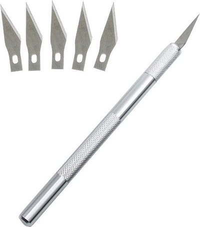 Knaak Scalpel Mes met 5 Extra Mesbladen - Scalpelmes - Hobbymes - Snijmes - Precisie mes - 7 delig