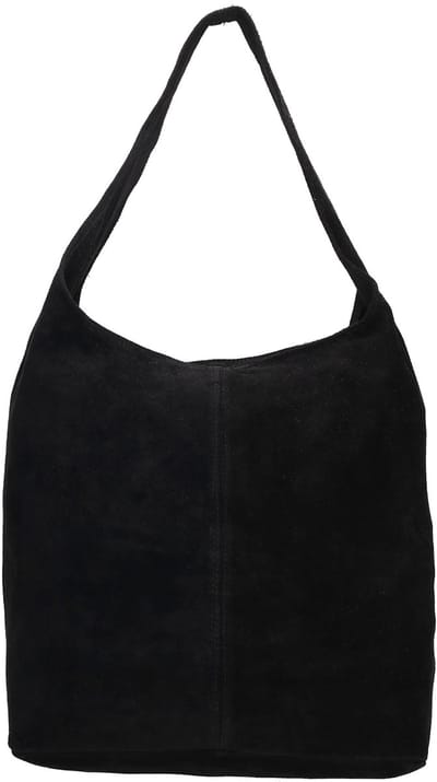 Charm London Elisa Schoudertas - Buideltas - Hobo - Suède - Leer - Leren Dames Tas - Zwart