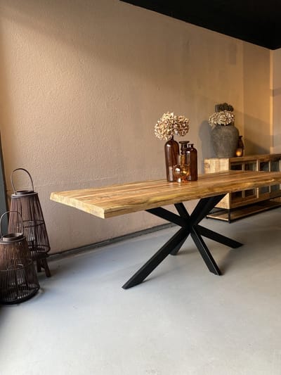 Sfeerwonen en Zo® Eettafel Live Edge 200x90 cm mangohout NATUREL