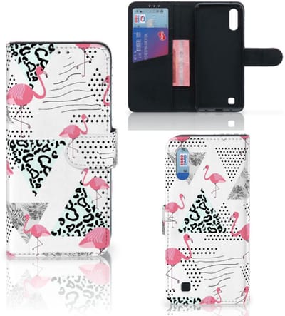 Samsung Galaxy M10 Telefoonhoesje met Pasjes Flamingo Triangle