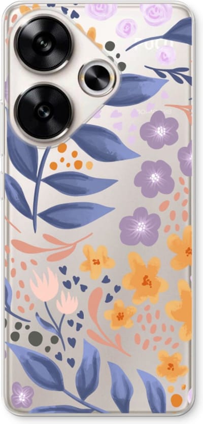 Case Company® - Hoesje geschikt voor Xiaomi Poco F6 hoesje - Flowers with blue leaves - Soft Cover Telefoonhoesje - Bescherming aan alle Kanten en Schermrand
