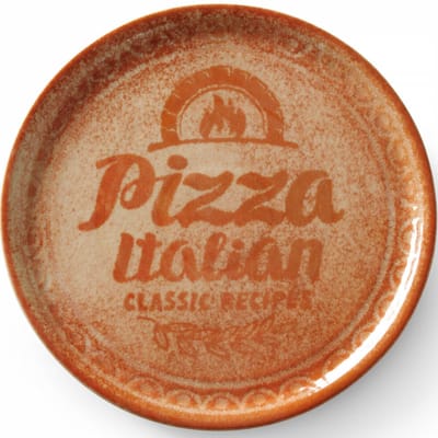 HENDI Pizzabord – Geglazuurd Porselein – Baksteenrood – Ø330 mm – Vaatwasmachinebestendig