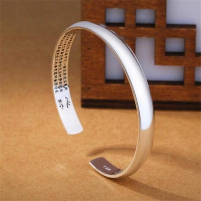 Bracelets simples et tendance en argent sterling 925 avec inscriptions bouddhistes et cœur, bijoux exquis, SB200 gray