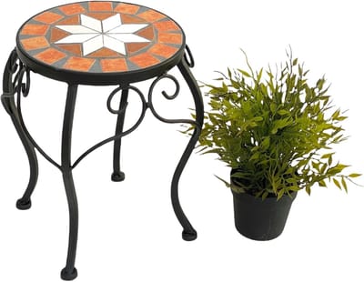 Ronde Mozaïek Kruk als Bijzettafel of Plantenstandaard (Ø27 cm)