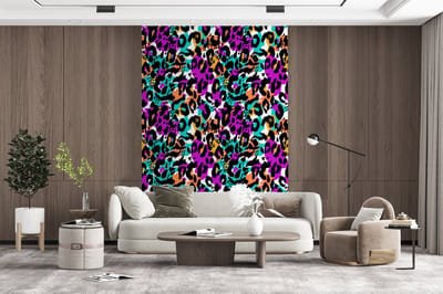 Behang - Fotobehang Regenboog - Panter - Patronen - Breedte 200 cm x hoogte 300 cm