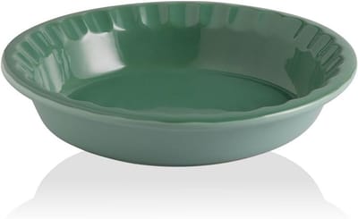 Diepe Keramische Taartvorm 26 cm - Ronde Bakvorm met Golfrand - Porselein voor Quiche en Taart