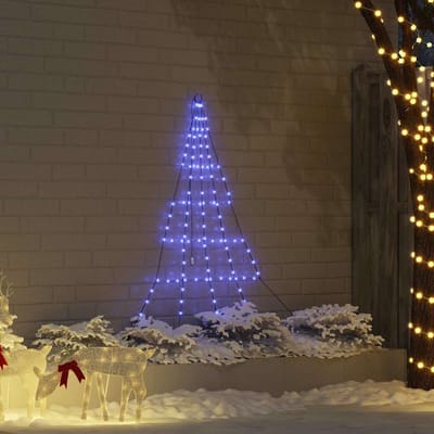 vidaXL - LED - Kerstboom - met - Grondspikes - Blauw - 182 - cm - Metaal