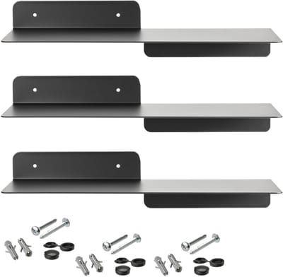 SOTECH set van 3 design vrijhangende planken HOVER-I 350 x 130 x 78 mm zwart, wandhangend, vrijhangende plank incl. bevestigingsset, moderne wandplank