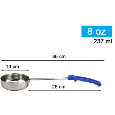 SHANGPEIXUAN Cuillère à Sauce à Pizza en Acier Inoxydable avec Long Manche en Caoutchouc Anti- Cuillère de Service à Pizza Cuillère Mesure Outils à Pizza