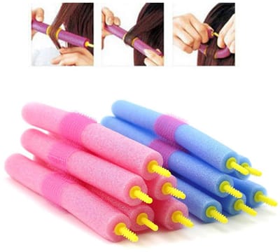 Go Go Gadget - Papillotten - Haarkrullers - Hittevrije krullen - 12-delige set - Haarrollers - Krulspelden - Foam - Blauw en roze