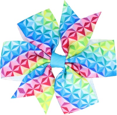Haarsoires Haarspeld Duckklem 8cm – Strik van Stof – Regenboog – Multicolor Blauw - Sterke Haarclip voor Styling & Dagelijks Gebruik - Hair Clip - Decoratieve Haaraccessoire