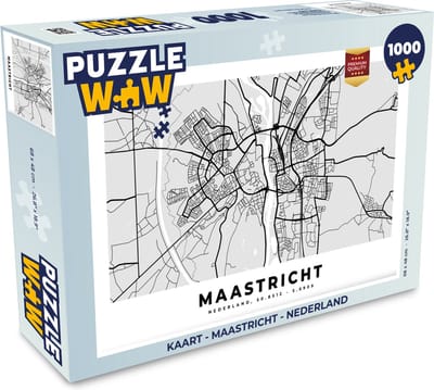 Puzzel Kaart - Maastricht - Nederland - Legpuzzel - Puzzel 1000 stukjes volwassenen