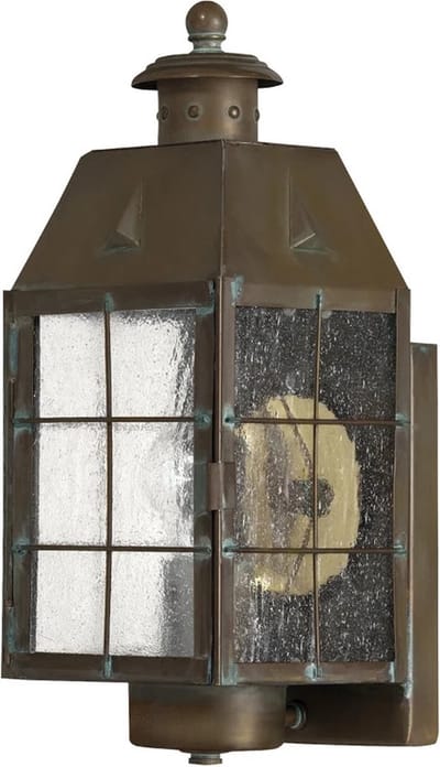 Hinkley LED Wand Buitenlamp Nantucket | 1X E27 Max 60W | IP44 | Dimbaar | Aged Brass