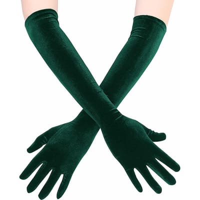 4 Kleuren Klassiek Volwassen Zwart Bordo Fluweel Opera/Elleboog Stretch Vinger Lang Dames Bruiloft Feestjurk Handschoenen Bijpassend Kostuum One Size black
