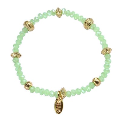 Behave - Elastische armband met groene kralen - zomerse look - 17 cm