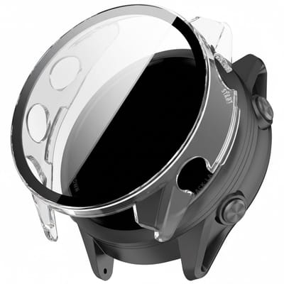 Screenprotector case - geschikt voor Garmin Forerunnr 570 - 42mm - full cover hoesje - gehard glas - 42 mm - volledige bescherming - transparant