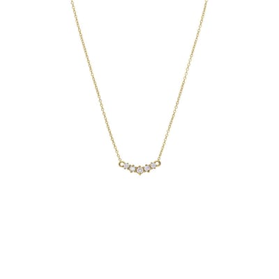Lucardi Dames Stalen goldplated vintage ketting met wit zirkonia - Ketting - Staal - Goudkleurig - 47 cm