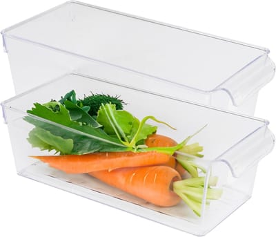 Urban Living Koelkast organizer mand/bak - 2x - transparant - kunststof - L32 x B15 x H10cm - 5liter