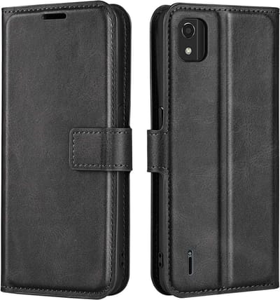 Coverup Hoesje - Geschikt voor Nokia C2 2E Hoesje - Coverup Deluxe Book Case - Zwart