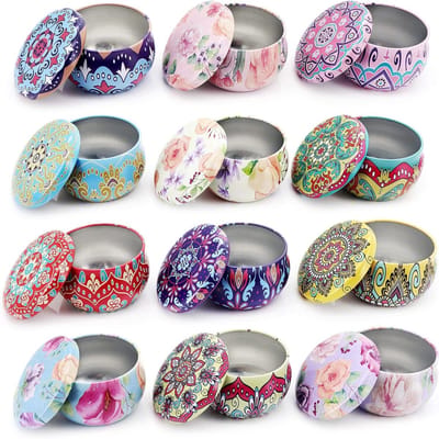 Allecto Plus - Mini-kaarsen maken: set van tinnen potten in gemengde kleuren met deksels voor opslag en decoratie - perfect voor bruiloften en geschenken.