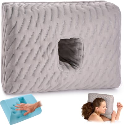 Piercing Kussen - Traagschuim - Donut Kussen Met Gat Voor Oor - Hoofdkussen Zijslaper - 40x28 cm - Ringkussen - Piercingkussen - Hoofd Kussen - Zijslaper Kussen - Wit