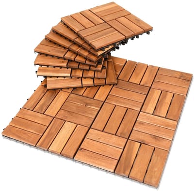 Houten Tegels - Balkon vloer - Buitenruimte decoreren - Eenvoudig kliksysteem - 30x30 cm 22 stuks - Roodbruin