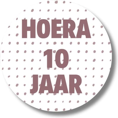 20 x Roze Traktatiestickers Hoera 10 Jaar - Stickervel - Cadeaustickers - Wensetiket - Rond 4 cm - Sluitsticker - 20 stuks - Sticker 10e Verjaardag